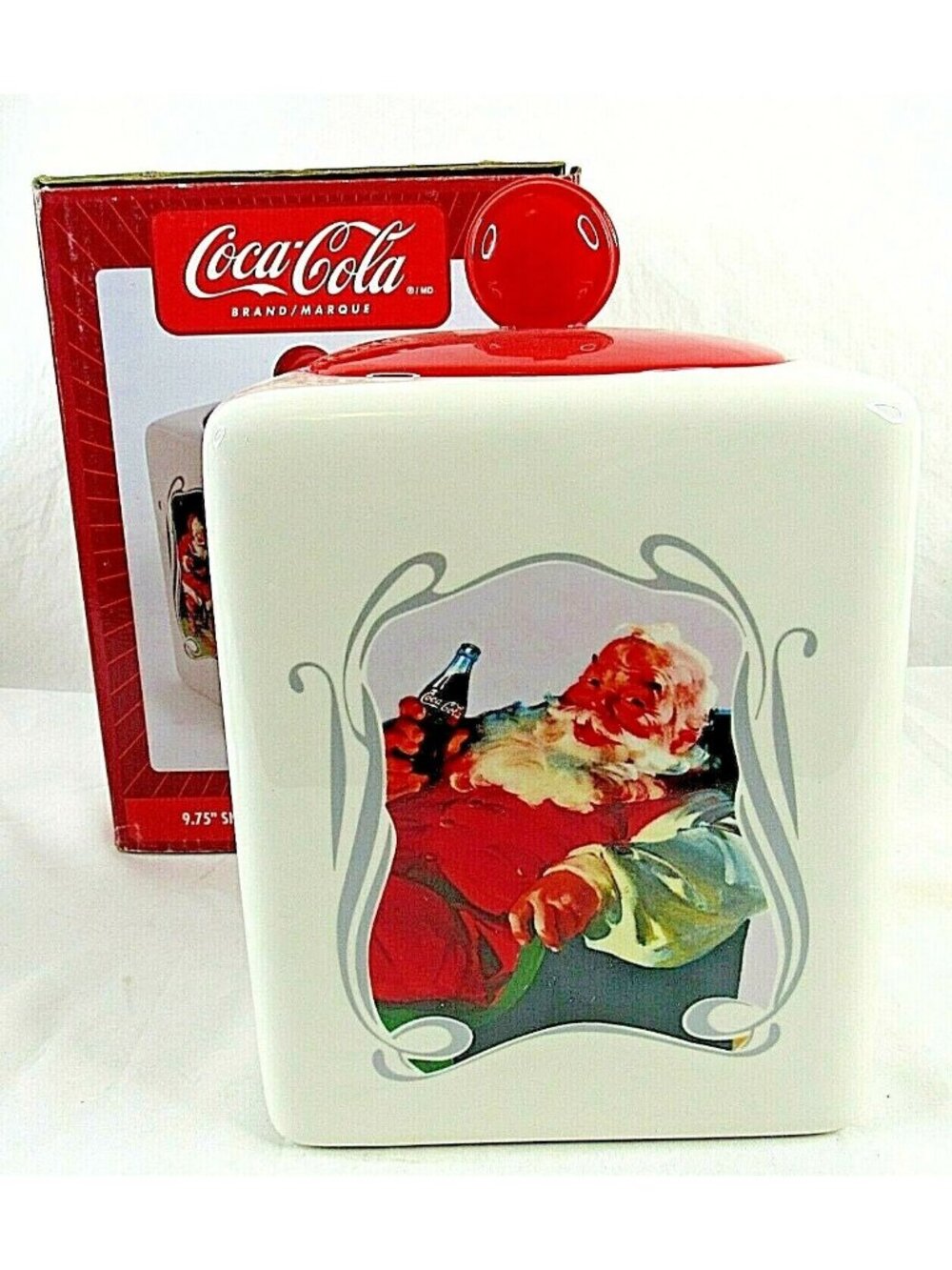Vintage Christmas Coca Cola Santa Snack Jar Gibson 75th Anniversary 9.75" 1977